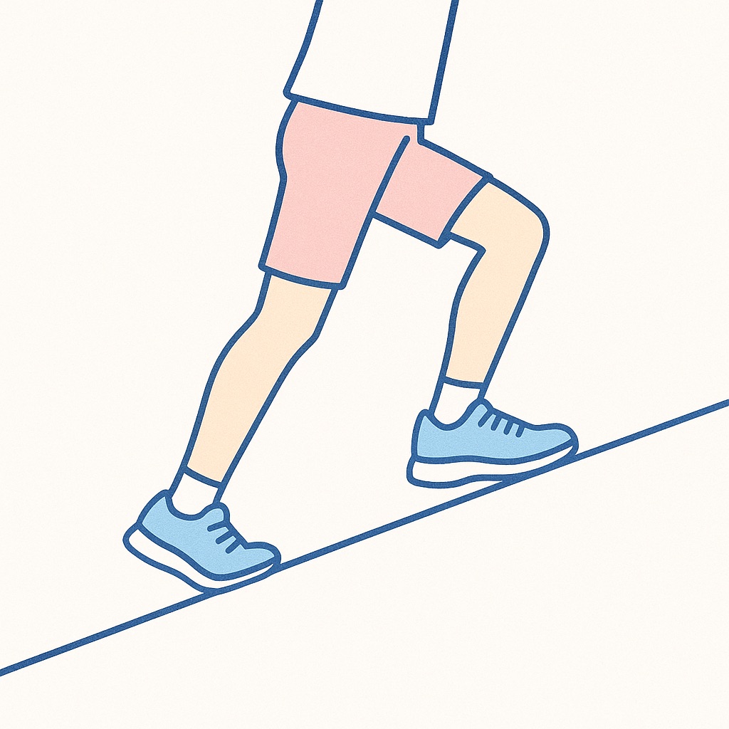 坂道を上るときに足首が深く曲がる様子のイラスト