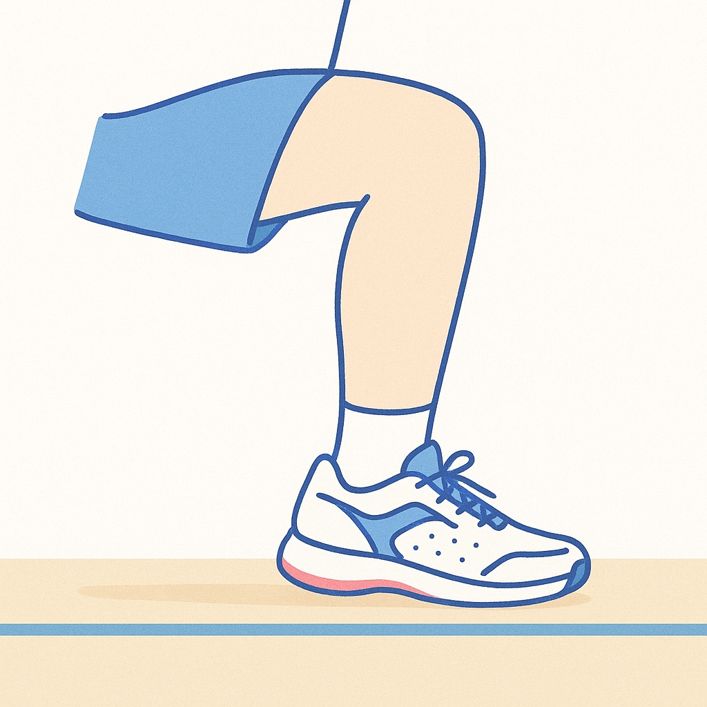 スポーツで前に踏み込んだときに足首が深く曲がる様子のイラスト